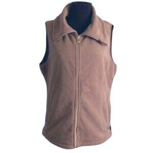 Calvin Klein Performance Size Large Womens Fleece Vest Zip Front Tan Sleeveless